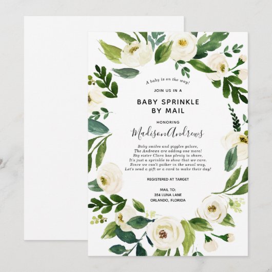 Baby Sprinkle per Mail Green uitnodiging (Voorkant / Achterkant)