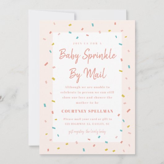 Baby Sprinkle per post uitnodiging (Voorkant)