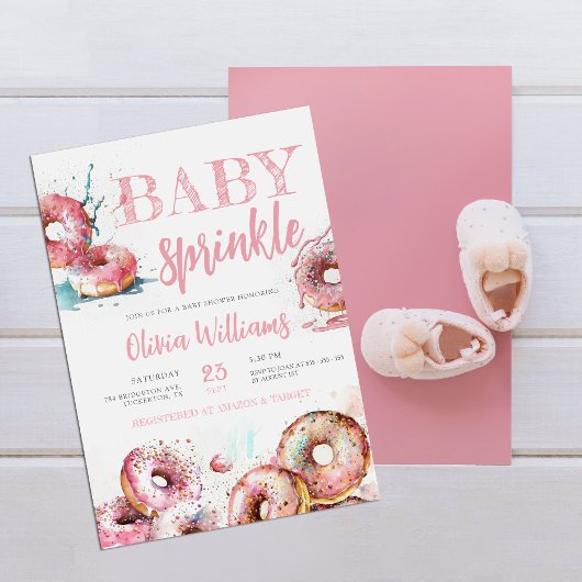 Baby Sprinkle Pink Donut Girl Baby shower Kaart
