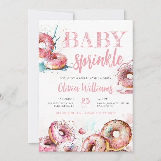Baby Sprinkle Pink Donut Girl Baby shower Kaart (Voorkant)
