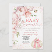 Baby Sprinkle Pink Floral Pumpkin Baby shower Kaart (Voorkant)