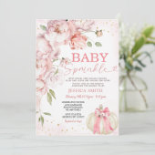Baby Sprinkle Pink Floral Pumpkin Baby shower Kaart (Staand voorkant)