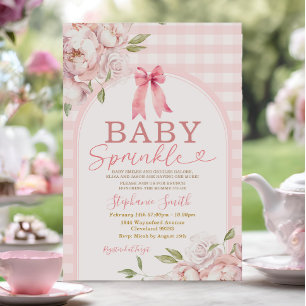 Baby Sprinkle Pink Gingham Floral Arch Baby shower Kaart