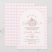 Baby Sprinkle Pink Gingham White Pumpkin Kaart (Voorkant / Achterkant)