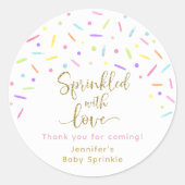 Baby Sprinkle Pink Gold Bedankt Ronde Sticker (Voorkant)