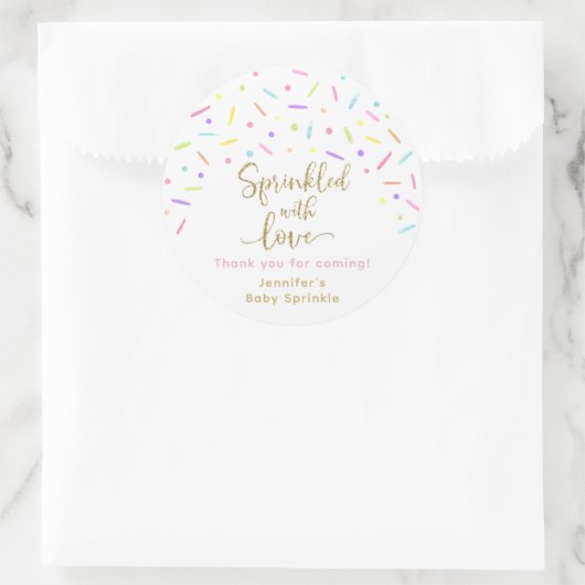 Baby Sprinkle Pink Gold Bedankt Ronde Sticker (Tas)