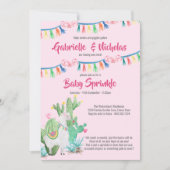Baby Sprinkle Pink Llama Baby shower Kaart (Voorkant)