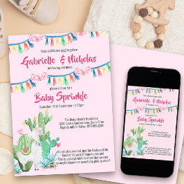 Baby Sprinkle Pink Llama Baby shower Kaart