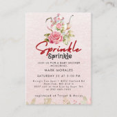 Baby Sprinkle Pink Tea Party Waterverf Informatiekaartje (Voorkant)