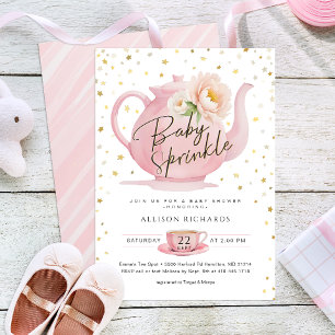 Baby Sprinkle Pink Tea Party Waterverf Kaart