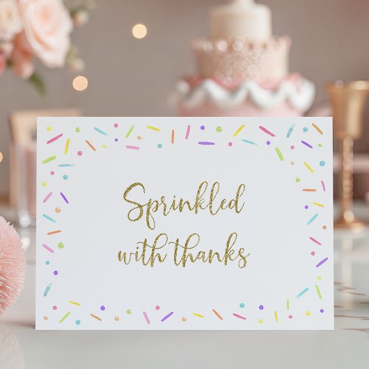 Baby Sprinkle Rainbow Gold Bedankkaart