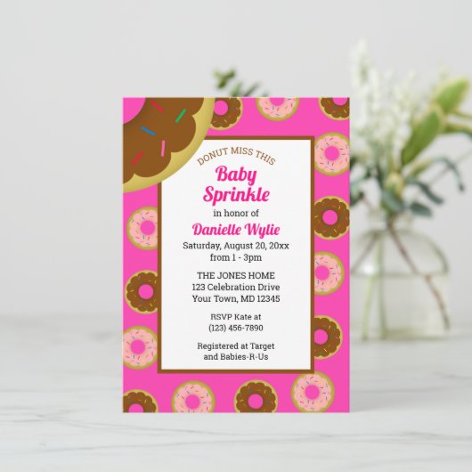 Baby Sprinkle Retro Sprinkled Donuts Hot Pink Kaart (Staand voorkant)