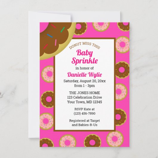 Baby Sprinkle Retro Sprinkled Donuts Hot Pink Kaart (Voorkant)