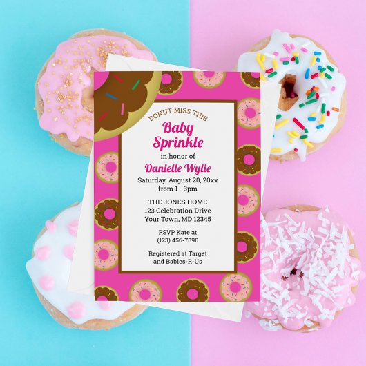 Baby Sprinkle Retro Sprinkled Donuts Hot Pink Kaart