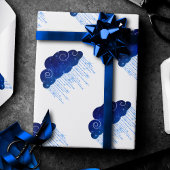 Baby Sprinkle Royal Blue | Bold Moody Rain Shower Cadeaupapier