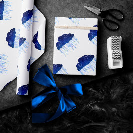 Baby Sprinkle Royal Blue | Bold Moody Rain Shower Cadeaupapier