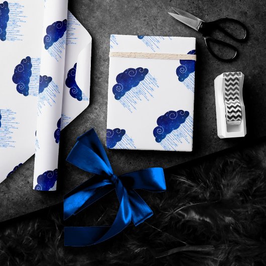 Baby Sprinkle Royal Blue | Bold Moody Rain Shower Cadeaupapier