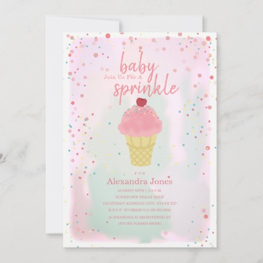 Baby Sprinkle Roze Ijs Baby Shower Kaart (Voorkant)