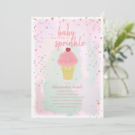 Baby Sprinkle Roze Ijs Baby Shower Kaart (Staand voorkant)