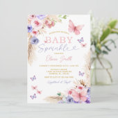 Baby Sprinkle Roze Paarse Vlinders Kaart (Staand voorkant)