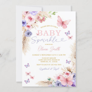 Baby Sprinkle Roze Paarse Vlinders Kaart