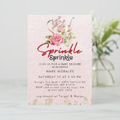 Baby Sprinkle Roze Thee Feest Waterverf Kaart (Staand voorkant)