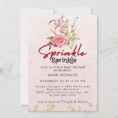 Baby Sprinkle Roze Thee Feestje Waterverf Kaart (Voorkant)