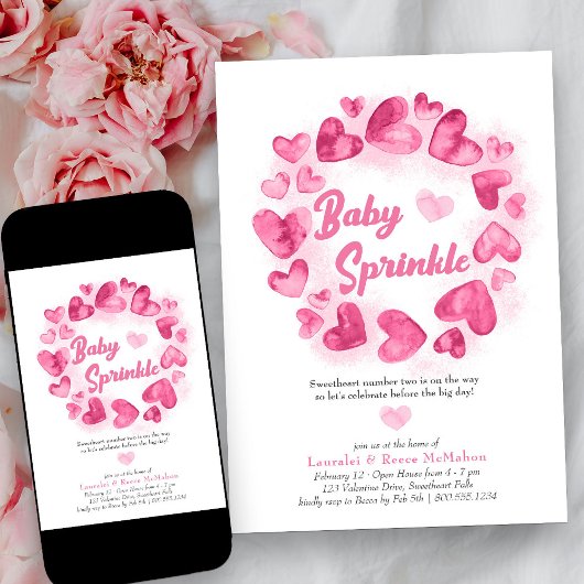 Baby Sprinkle Roze Valentijnse Kleine Schatje Kaart
