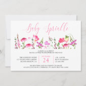 Baby Sprinkle  Roze Wilde Bloem Uitnodiging (Voorkant)