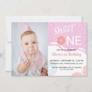 Baby Sprinkle Roze Zoete Eén Meisje 1e Verjaardag Kaart