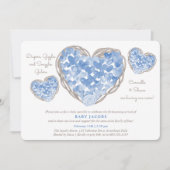 Baby Sprinkle Rustic Love Hearts Boy Baby shower Kaart (Voorkant)