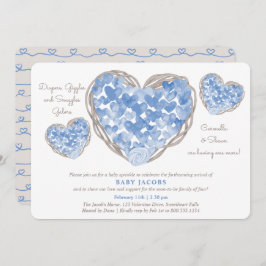 Baby Sprinkle Rustic Love Hearts Boy Baby shower Kaart