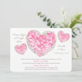 Baby Sprinkle Rustic Love Hearts Girl Baby shower Kaart (Staand voorkant)