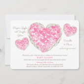 Baby Sprinkle Rustic Love Hearts Girl Baby shower Kaart (Voorkant)