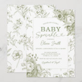 Baby Sprinkle Sage Floral Chinoiserie Kaart (Voorkant / Achterkant)