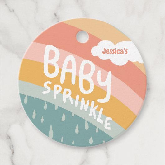 BABY SPRINKLE Schattigee Wolken Regenboog DANK U C Bedankjes Labels (Voorkant)