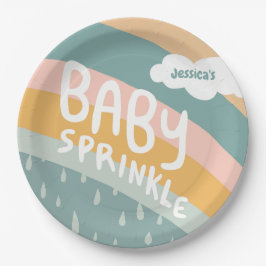 BABY SPRINKLE Schattigee Wolken Regenboog Pastel C Papieren Bordje