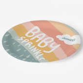 BABY SPRINKLE Schattigee Wolken Regenboog Regen Aa Papieren Bordje (Gekanteld)
