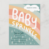BABY SPRINKLE Schattigee Wolken Regenboog Regen Aa Uitnodiging Briefkaart (Voorkant)