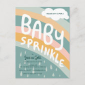 BABY SPRINKLE Schattigee Wolken Regenboog Regen Aa Uitnodiging Briefkaart (Voorkant)
