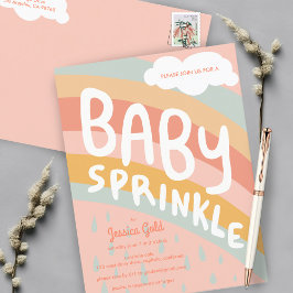 BABY SPRINKLE Schattigee Wolken Regenboog Regen Aa Uitnodiging Briefkaart