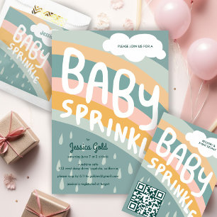 BABY SPRINKLE Schattigee Wolken Regenboog Regen Aa Uitnodiging Briefkaart