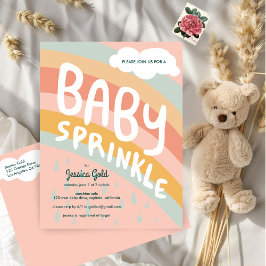 BABY SPRINKLE Schattigee Wolken Regenboog Regen Aa Uitnodiging Briefkaart