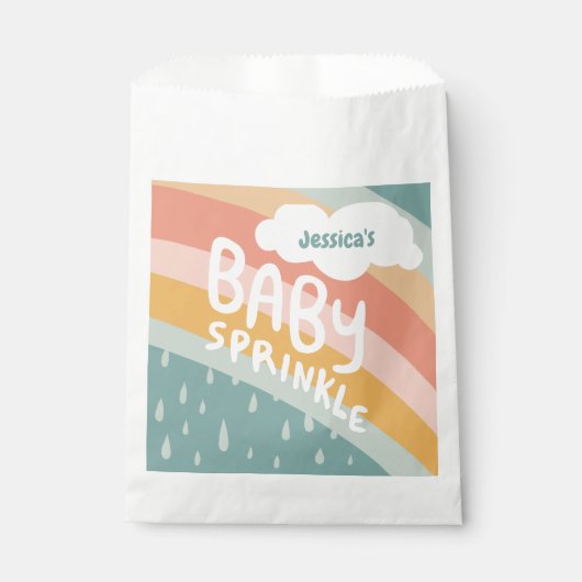 BABY SPRINKLE Schattigee Wolken Regenboog Regen CU Bedankzakje (Voorkant)