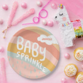 BABY SPRINKLE Schattigee Wolken Regenboog Regen Ro Papieren Bordje (Feest)