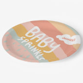 BABY SPRINKLE Schattigee Wolken Regenboog Regen Ro Papieren Bordje (Gekanteld)