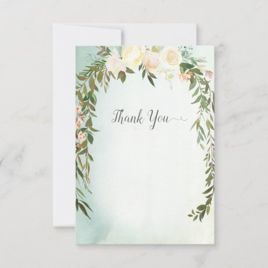 Baby Sprinkle Shower Dank u Groen Wit Rose Bedankkaart (Voorkant)