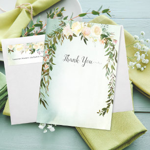 Baby Sprinkle Shower Dank u Groen Wit Rose Bedankkaart