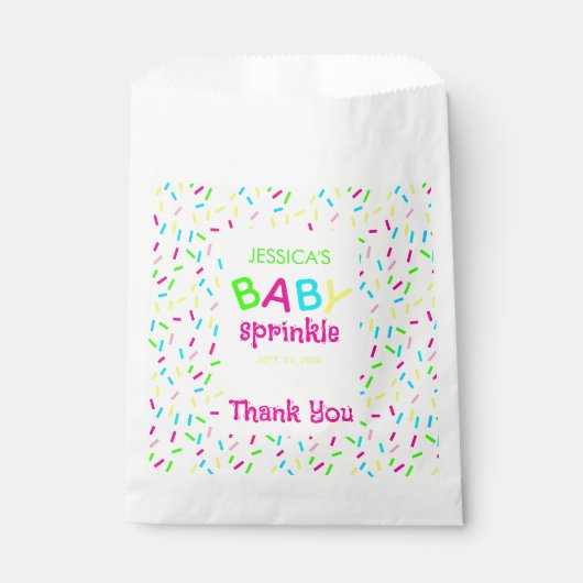 Baby Sprinkle Shower Dank u Rainbow Sprinkles Bedankzakje (Voorkant)