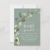 Baby Sprinkle Shower Greenery Eucalyptus Green Inv Kaart (Voorkant)